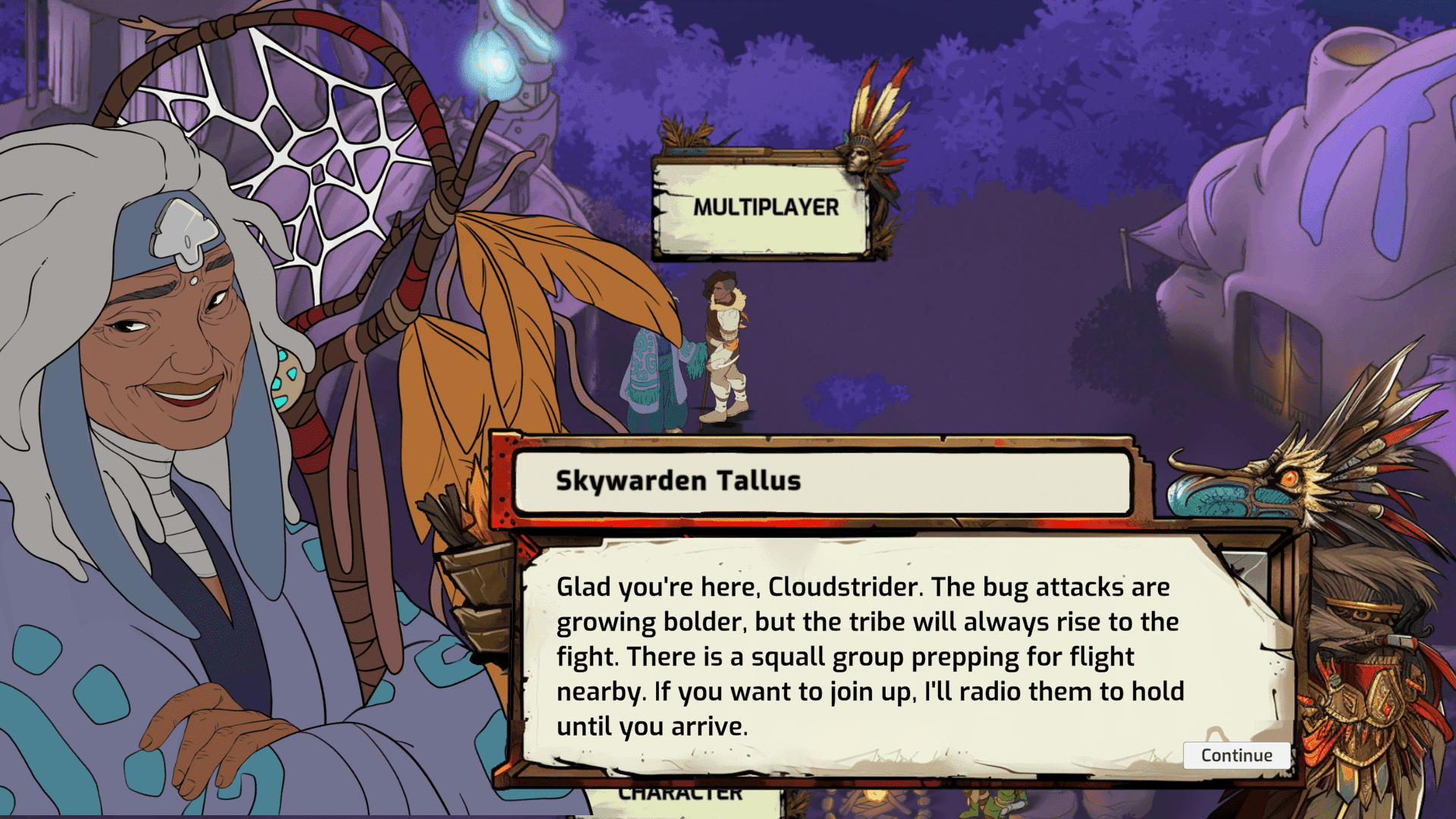 Skywarden Tallus conversation dialogue